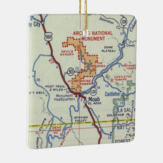 Moab Retro Map Keramisch Ornament (Rechts)