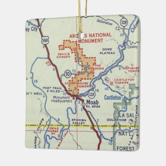 Moab Retro Map Keramisch Ornament (Links)