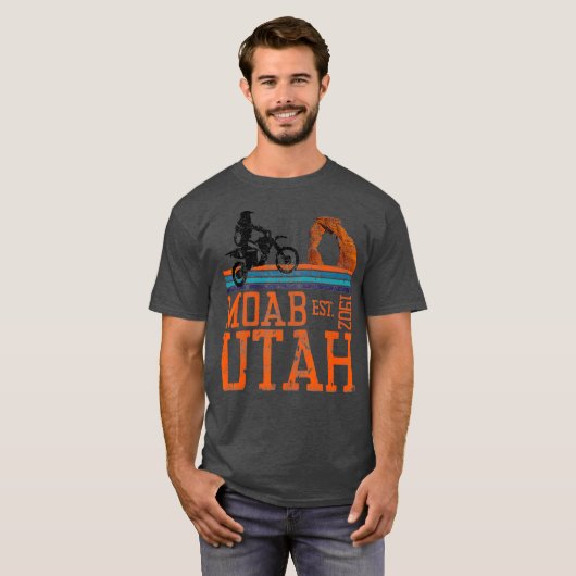 Moab Utah Arches Desert Off Road Dirt Bike Retro T-shirt (Voorkant volledig)