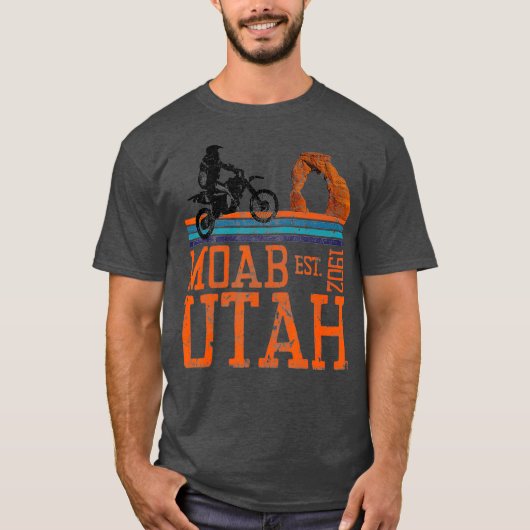 Moab Utah Arches Desert Off Road Dirt Bike Retro T-shirt (Voorkant)