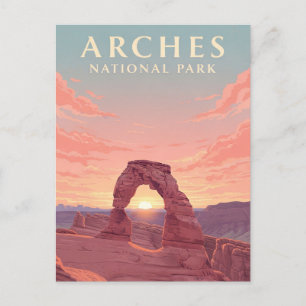 Moab Utah Arches National Park bij zonsondergang Briefkaart