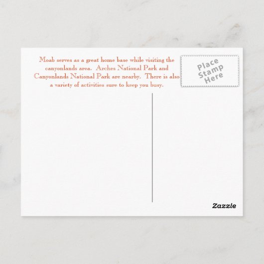 Moab Utah Briefkaart (Achterkant)