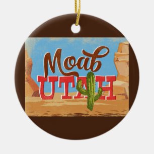 Moab Utah Cartoon Desert Vintage Travel Keramisch Ornament