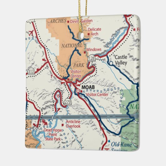Moab Utah Map Keramisch Ornament (Links)