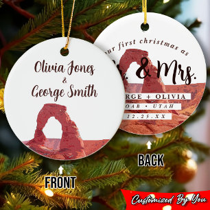 Moab Utah Onze eerste Kerst Elegante Waterverf Keramisch Ornament