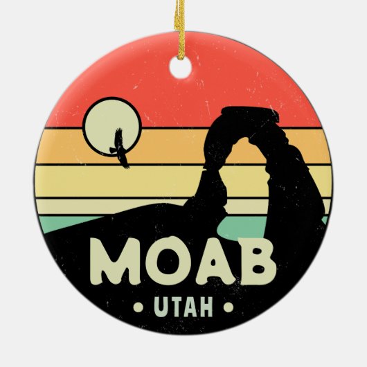 Moab Utah  woestijn Sunset Retro Souvenir 60s Keramisch Ornament (Achterkant)