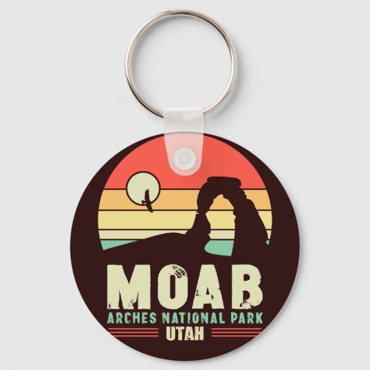 Moab Utah woestijn Sunset Retro Souvenir 60s Sleutelhanger (Voorkant)