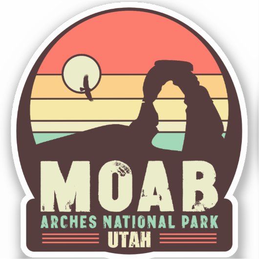 Moab Utah  woestijn Sunset Retro Souvenir 60s Sticker (Voorkant)