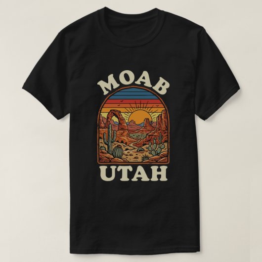 Moab Utah Woestijn Zonsondergang | Retro Zuidweste T-shirt (Design voorkant)