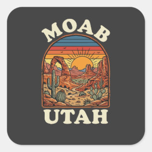 Moab Utah Woestijn Zonsondergang Retro Zuidweste Vierkante Sticker