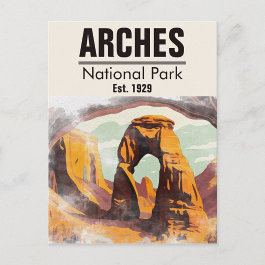 Moab Utah Zonsondergang Bogen Waterverf Outdoor Briefkaart (Voorkant)