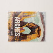 Moab Utah  Zonsondergang Bogen Waterverf Outdoor Legpuzzel (Horizontaal)