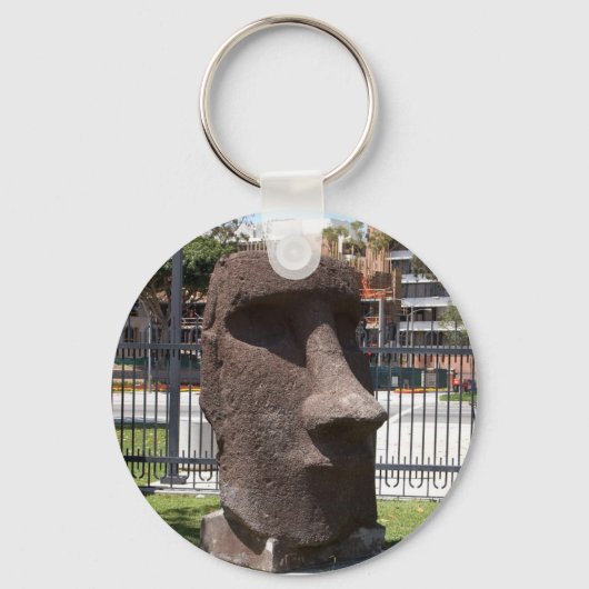 Moai beeld in het museum van de natuurgeschiedenis sleutelhanger (Voorkant)