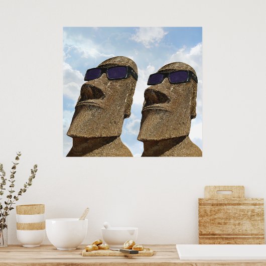 Moai met zonnebrillen - Poster (Keuken)