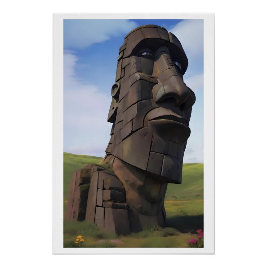 Moai op de Molehill Perfect Poster (Voorkant)