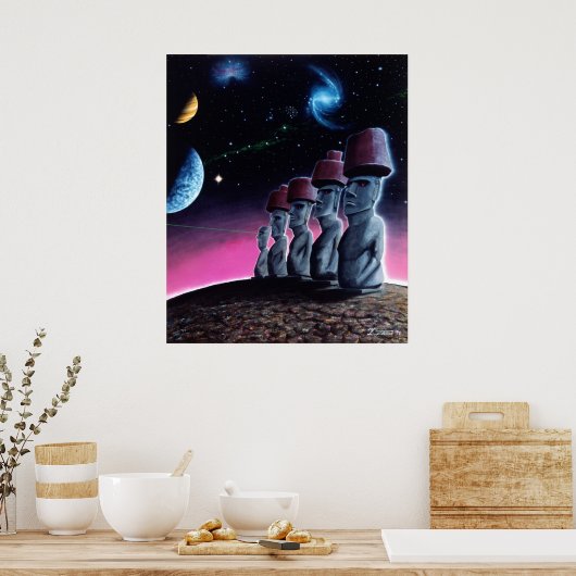 Moai op de Small Planet Poster (Keuken)
