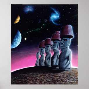 Moai op de Small Planet Poster