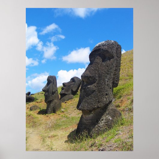 Moai op Rano Raraku Paaseiland Poster (Voorkant)