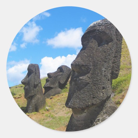 Moai op Rano Raraku Paaseiland Ronde Sticker (Voorkant)