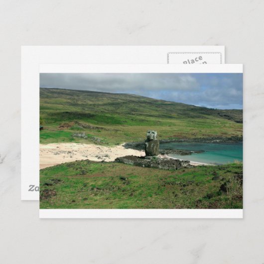 Moai standbeeld Anakena Beach Rapa Nui Paaseiland Briefkaart (Voorkant / Achterkant)