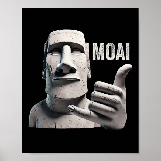 Moai-standbeeld Shaka, Moai-monoliet, Grappig Pase Poster (Voorkant)