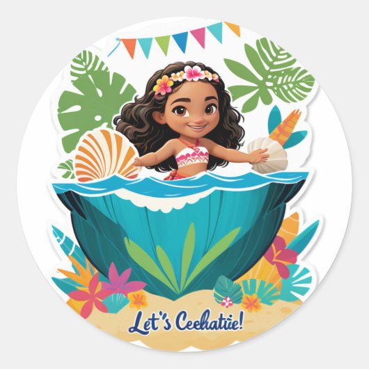 Moana's Eiland Verjaardagsvibes! Ronde Sticker (Voorkant)