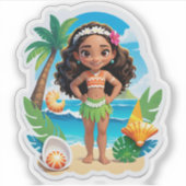 Moana's Eiland Verjaardagsvibes! Sticker (Voorkant)