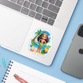 Moana's Eiland Verjaardagsvibes! Sticker (Laptop met iPhone)