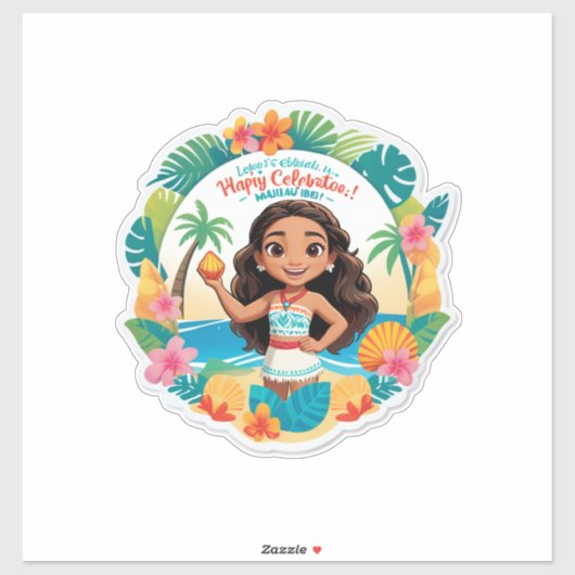 Moana's Eiland Verjaardagsvibes! Sticker (Vel)