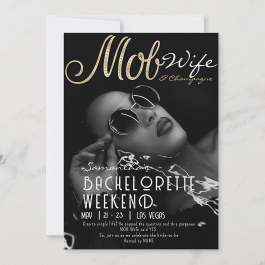 Mob Vrouw & Champagne Zwart Bach Bachelorette Part Kaart (Voorkant)