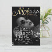 Mob Vrouw & Champagne Zwart Bach Bachelorette Part Kaart (Staand voorkant)
