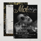 Mob Vrouw & Champagne Zwart Bach Bachelorette Part Kaart (Voorkant / Achterkant)