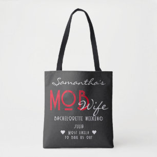 Mob Vrouw & Martini Zwart Bach Bachelorette Feest Tote Bag