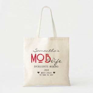 Mob Vrouw & Martini Zwart Bach Bachelorette Feest Tote Bag