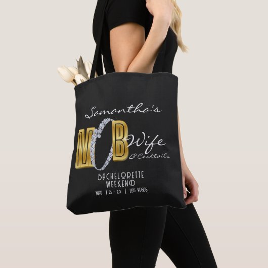 Mob Wife & Cocktails Zwarte Bach Bruiloft Feestje Tote Bag (Dichtbij)