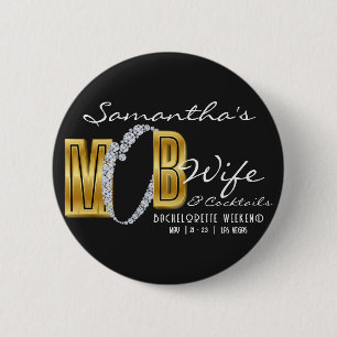 Mob Wife & Cocktails Zwarte Bach Meisjesuitje Ronde Button 5,7 Cm