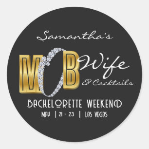 Mob Wife & Cocktails Zwarte Bach Meisjesuitje Ronde Sticker