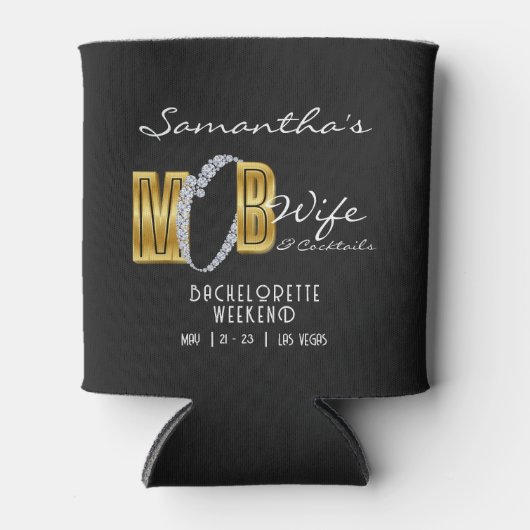 Mob Wife & Cocktails Zwarte Bach Vrijgezellenfeest Blikjeskoeler (Voorkant)