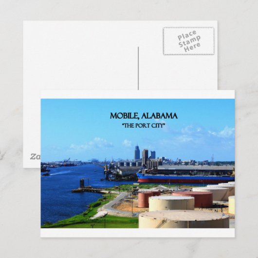 MOBIEL, ALABAMA - de Stad van de Haven Briefkaart (Voorkant / Achterkant)
