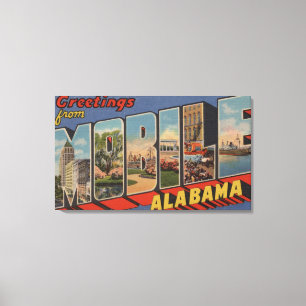 Mobiel, Alabama - Grote Letter-scènes Canvas Afdruk