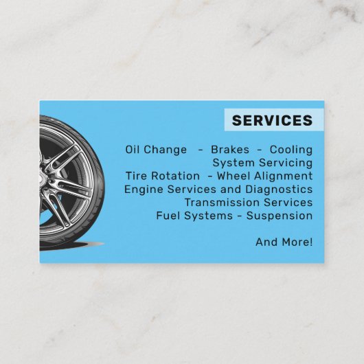 Mobiel Auto Mechanisch Automobiel Wiel Visitekaartje (Achterkant)