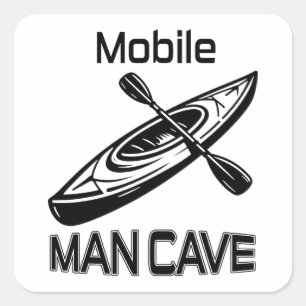 Mobiel Man Cave Kayak Vierkante Sticker