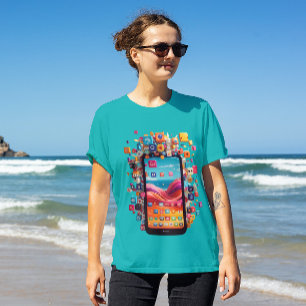 Mobiel met sociaal netwerk T-shirt