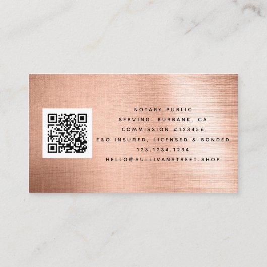 Mobiel neutraal Roos Goud geborsteld metaal QR-cod Visitekaartje (Achterkant)