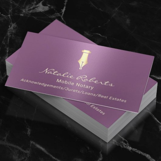 Mobiel Notarisch Openbaar Golden Signing Pen Paars Visitekaartje