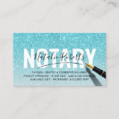 Mobiel Notarisch Openbaar Turquoise Glitter Signat Visitekaartje (Voorkant)