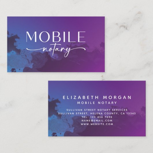 Mobiel noteerhandschrift Paars Visitekaartje (Voorkant / Achterkant)