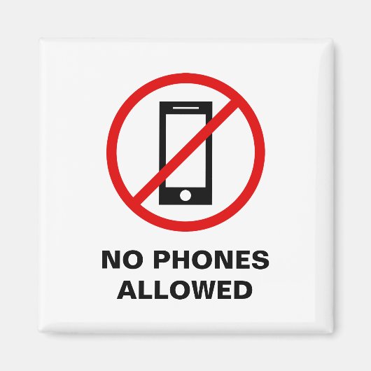 Mobiel nummer cell phone allowed forbidden sign sy magneet (Voorkant)