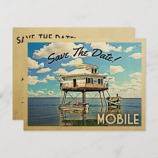 Mobiel opslaan van de datum in Alabama Aankondigingskaart (Voorkant / Achterkant)