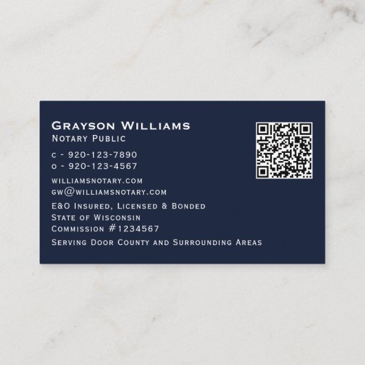 Mobiel Visitekaartje van de QR-code voor notaris (Achterkant)